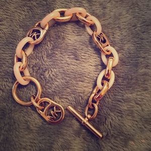 Michael Kors Gold//Blush Rose Tone Toggle Bracelet